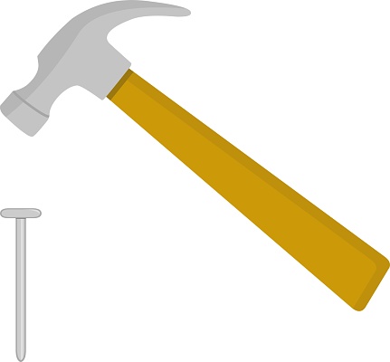 Vector illustration of a hammer and a nail