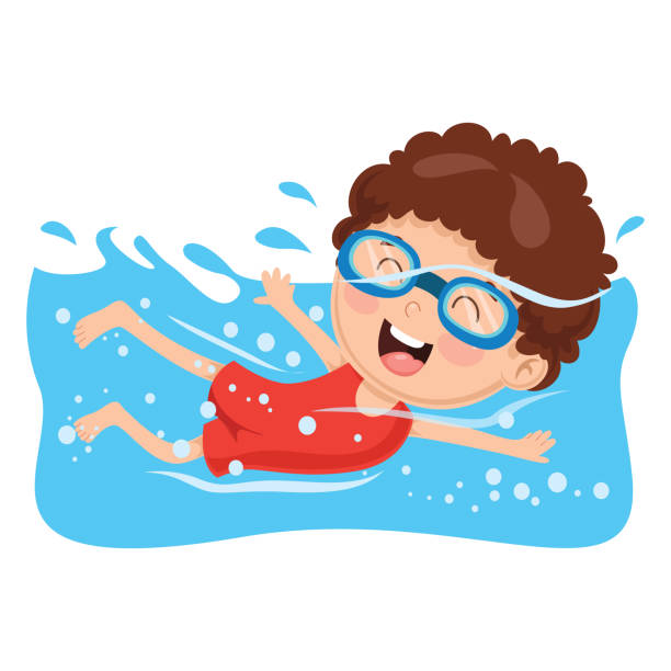 stockillustraties, clipart, cartoons en iconen met vectorillustratie van een kind-zwemmen - swimming baby