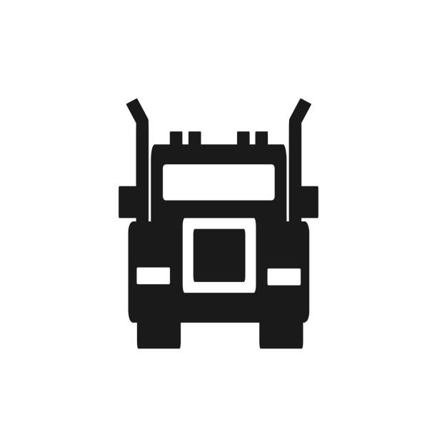 로고, 트럭 아이콘의 벡터 일러스트레이션 - 세미 트럭 stock illustrations