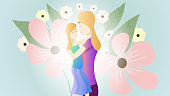 istock Vector illustration of a mother and daughter 1271288142