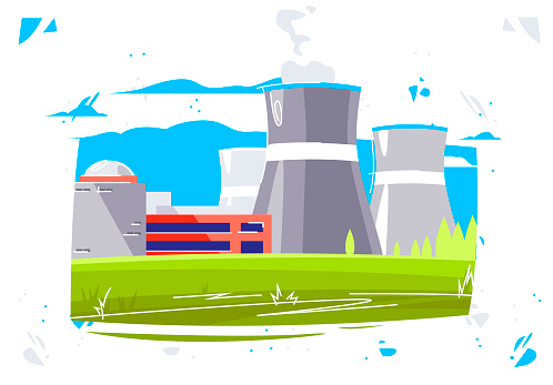 vector illustration of a nuclear power plant