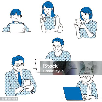 istock Vector illustration of a person accessing the internet 1365984098