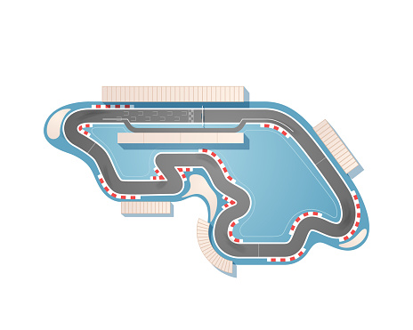 Vector illustration of a race track from a top view is isolated on a white background.