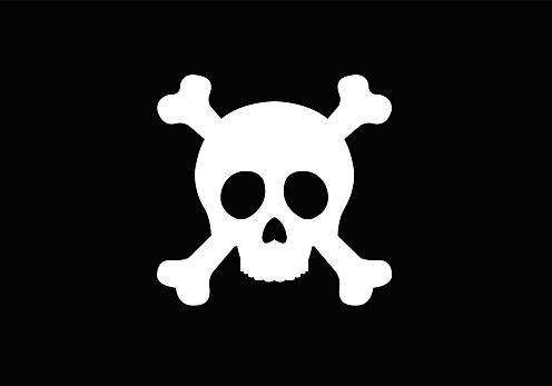 Vector illustration of a skull on a black background, pirate flag concept