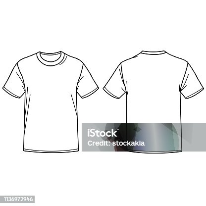 istock Vector illustration of a t shirt. Front and back view. 1136972946