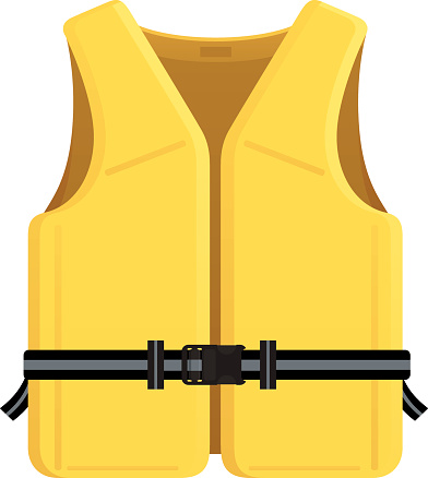 Vector illustration of a yellow life jacket