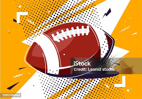 istock Vector illustration of an American football ball in pop art style 1200336868