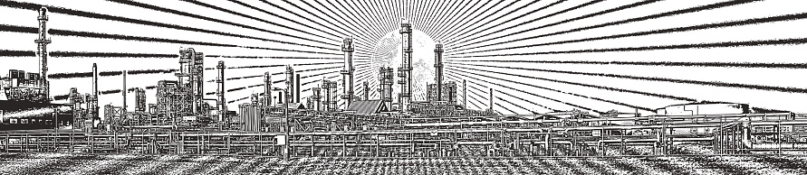 Vector illustration of an Oil Refinery