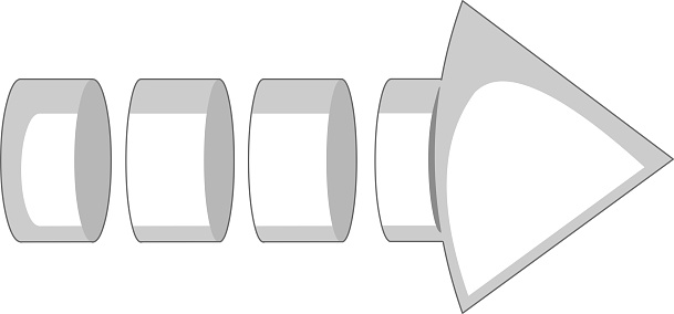 Vector illustration of an original white and gray arrow pointing to the right