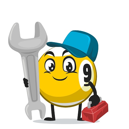 vector illustration of billiard ball character or mascot