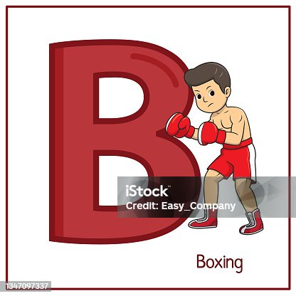 istock Vector illustration of Boxing with alphabet letter B Upper case or capital letter for children learning practice ABC 1347097337