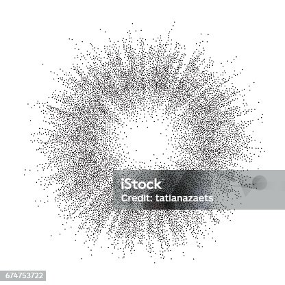 istock Vector illustration of burst background consist of black dots on white backdrop 674753722