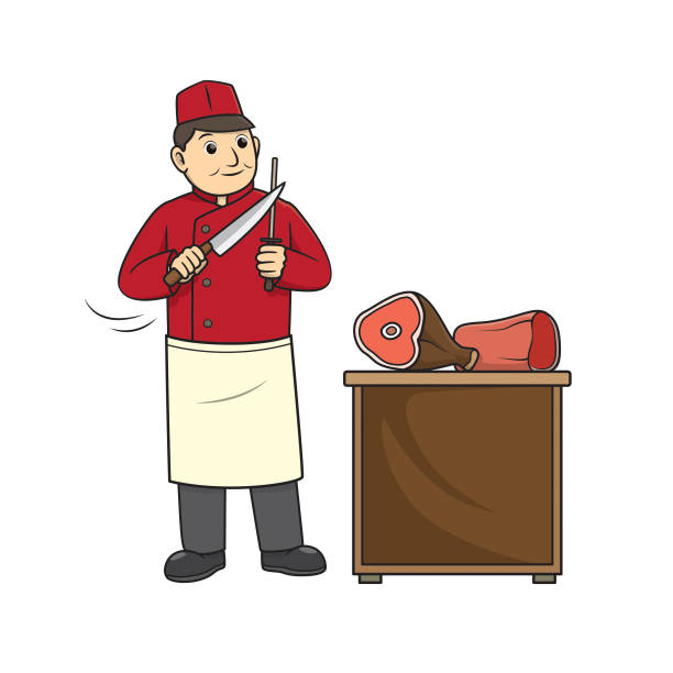 Vector illustration of butcher isolated on white background. Jobs and occupations concept. Cartoon characters. Education and school kids coloring page, printable, activity, worksheet, flashcard. Vector illustration of butcher isolated on white background. Jobs and occupations concept. Cartoon characters. Education and school kids coloring page, printable, activity, worksheet, flashcard. printable cow stock illustrations