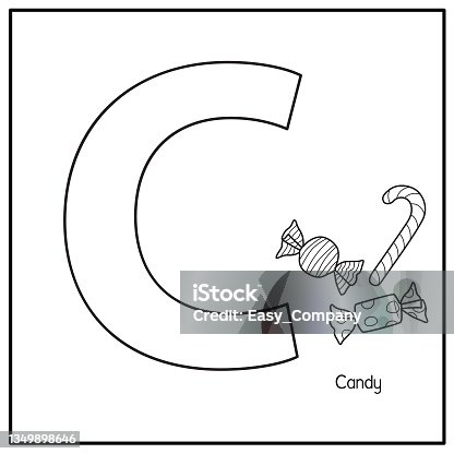 istock Vector illustration of Candy with alphabet letter C Upper case or capital letter for children learning practice ABC 1349898646