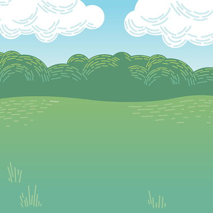 Vector Illustration of Cartoon Park or Woodland