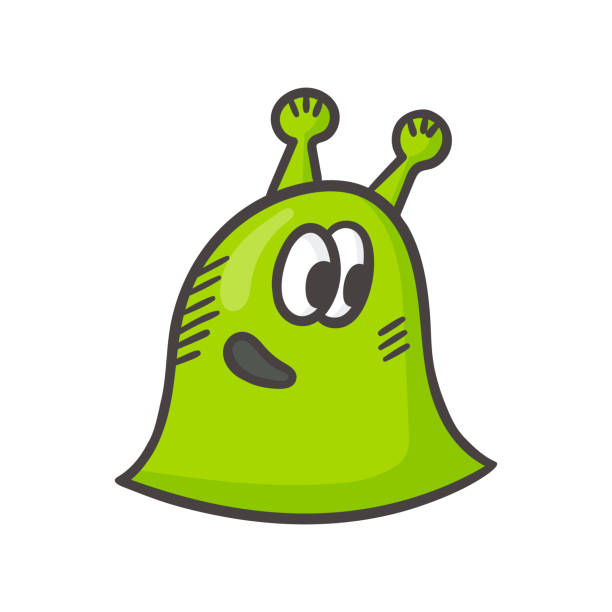 ilustrações de stock, clip art, desenhos animados e ícones de vector illustration of childish funny cute doodle monster. - astronauta green