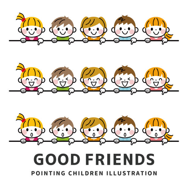 ilustrações, clipart, desenhos animados e ícones de ilustração vetorial de crianças e quadro. - criança sorrindo