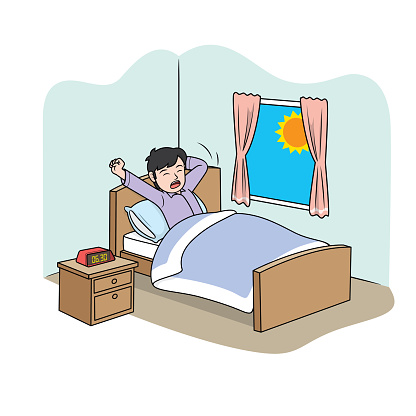 Vector illustration of children's activity coloring book page with pictures of waking children.