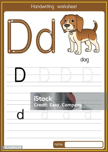 istock Vector illustration of Dog with alphabet letter D Upper case or capital letter for children learning practice ABC 1357689039
