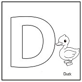 istock Vector illustration of Duck with alphabet letter D Upper case or capital letter for children learning practice ABC 1349899554