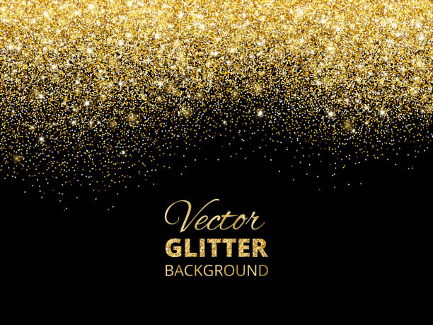 Vector illustration of falling glitter confetti, golden dust. Fe Festive background with falling glitter confetti, golden dust. Sparkling glitter border, vector frame. Great for wedding invitations, party posters, christmas, new year and birthday cards. dancing borders stock illustrations