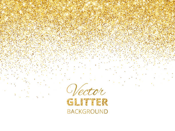 Vector illustration of falling glitter confetti, golden dust. Fe Falling glitter confetti. Vector golden dust isolated on white. Festive background with sparkling glitter border, frame. Great for wedding invitations, party posters, christmas and birthday cards. dancing borders stock illustrations