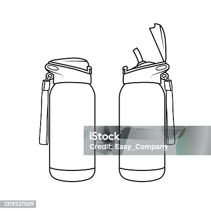 istock Vector illustration of flask isolated on white background. Black and White for coloring. School things and accessories concept. Education and school material, kids coloring page, printable, activity, worksheet, flash card. 1319337509