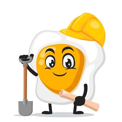 vector illustration of fried egg mascot or character