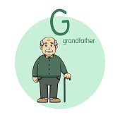 istock Vector illustration of Grandfather with alphabet letter G Upper case or capital letter for children learning practice ABC 1353965546