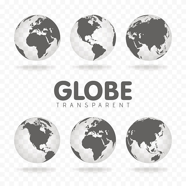 vector illustration of gray globe icons with different continents - 國境 插圖 幅插畫檔、美工圖案、卡通及圖標