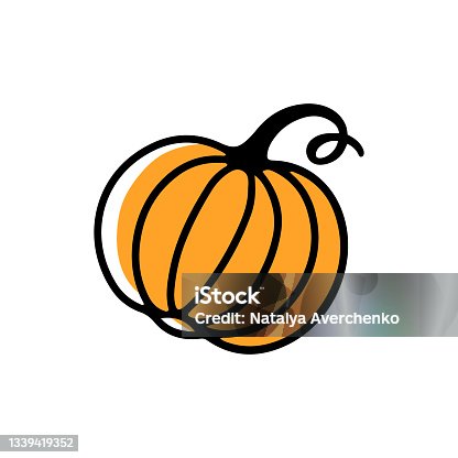 istock Vector illustration of hand drawn pumpkin isolated on the white background. 1339419352