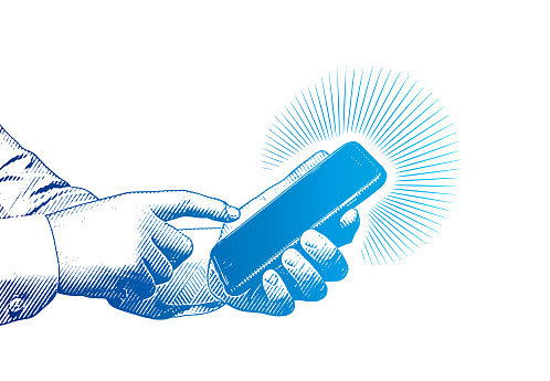 Vector illustration of hands texting on smart phone