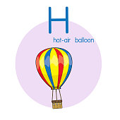 istock Vector illustration of Hot air balloon with alphabet letter H Upper case or capital letter for children learning practice ABC 1353965635