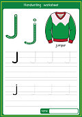 istock Vector illustration of Jumper with alphabet letter J Upper case or capital letter for children learning practice ABC 1357692157