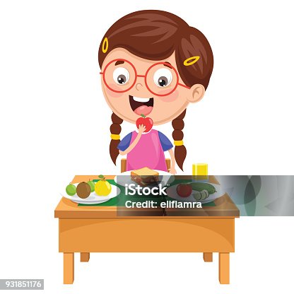 istock Vector Illustration Of Kid Having Breakfast 931851176