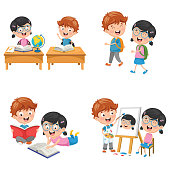 Vector Illustration Of Kids Are Back To School