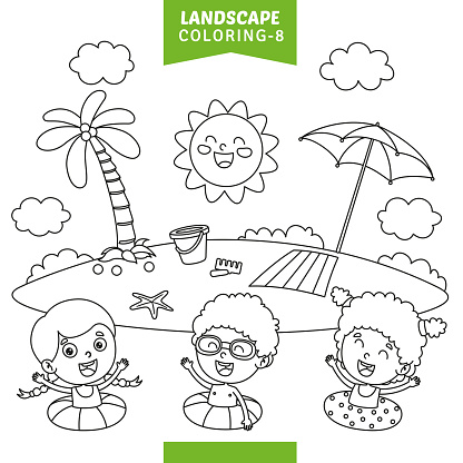happy students beach clipart vector in ai svg eps or psd