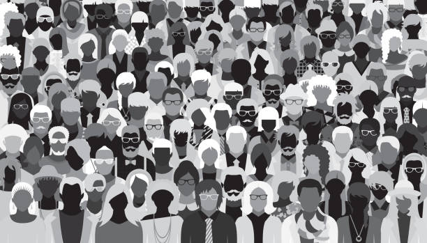 Vector illustration of large group of people with different characteristics. vector art illustration