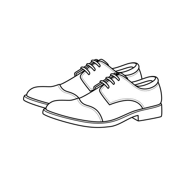 Vector illustration of leather shoes isolated on white background. Clothing costumes and accessories concept. Cartoon characters. Education and school kids coloring page, printable, activity, worksheet, flashcard. Vector illustration of leather shoes isolated on white background. Clothing costumes and accessories concept. Cartoon characters. Education and school kids coloring page, printable, activity, worksheet, flashcard. foot store stock illustrations