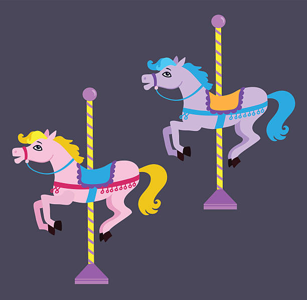 Vector illustration of little colorful circus horse, isolated Vector illustration of little colorful circus horse, isolated  carousel horses stock illustrations
