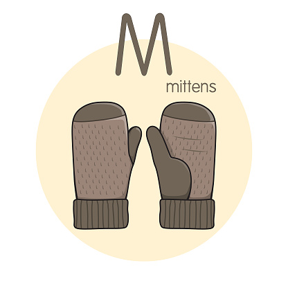 Vector illustration of Mitten with alphabet letter M Upper case or capital letter for children learning practice ABC