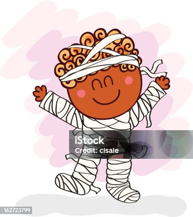 istock vector illustration of mummy costumed black kid posing 162723799