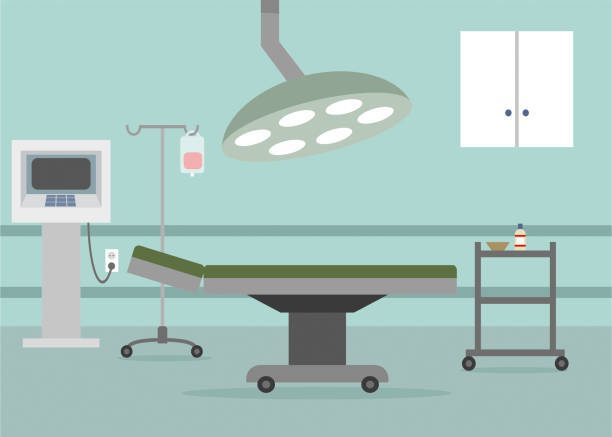 Vector illustration of operating room Operating room hospital cartoon stock illustrations