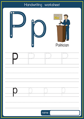 Vector illustration of Politician with alphabet letter P Upper case or capital letter for children learning practice ABC