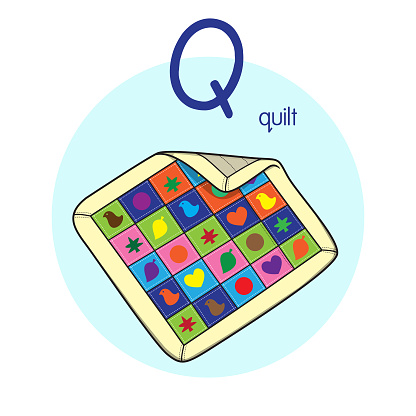 Vector illustration of Quilt with alphabet letter Q Upper case or capital letter for children learning practice ABC