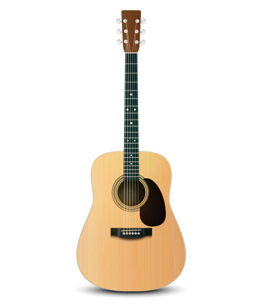Vector illustration of realistic acoustic guitar Vector illustration of realistic acoustic guitar acoustic guitar stock illustrations