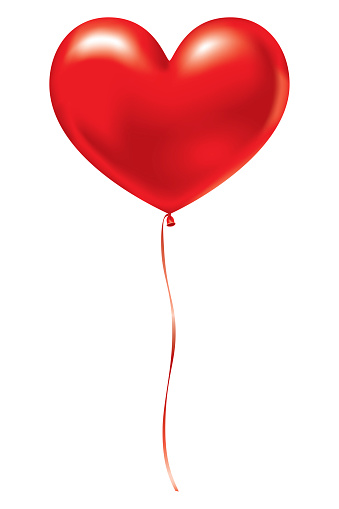 Vector illustration of red, heart shaped balloon