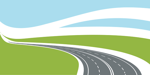 道路景観のベクター イラストです。無限の高速道路への道 - イラスト素材...
