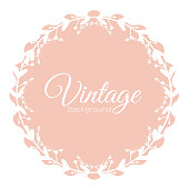 Vector illustration of round vintage frame with place for text, vintage pastel background