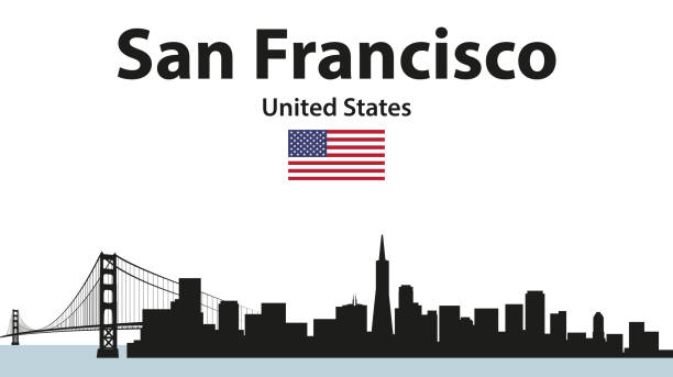 Vector illustration of San Francisco cityscape silhouette Vector illustration of San Francisco cityscape silhouette san francisco stock illustrations